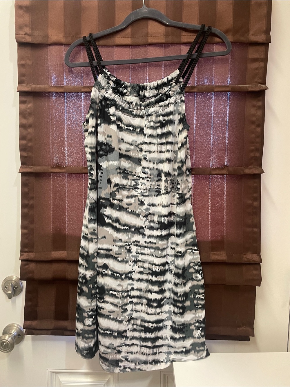 Black & White Printed Cover up with Braided Double Straps